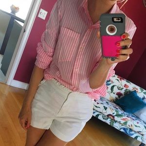 GAP Stripe Pink Button Down T Shirt